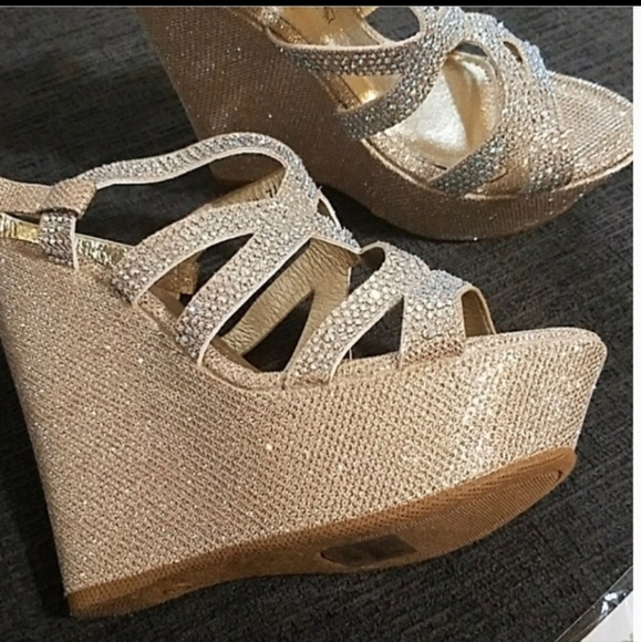 Cathy Din Shoes - Cathy Din: Dahlia Wedges | Rhinestoned Straps- Blinged Out!!! NWT!!